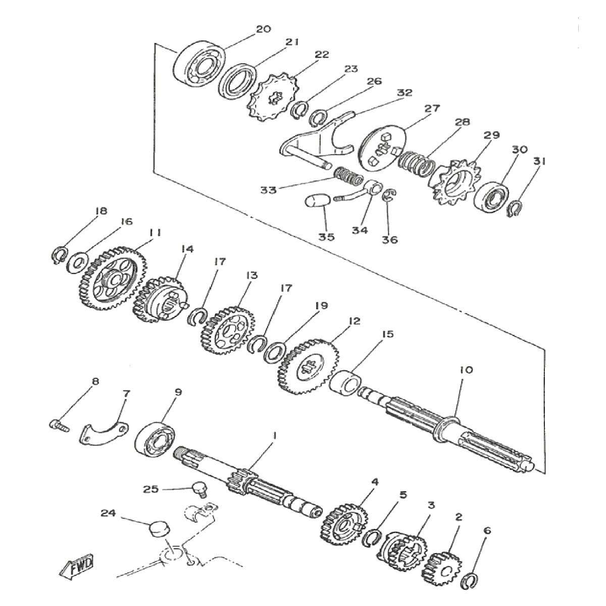 Pieces de transmission Yamaha DT-50 MX