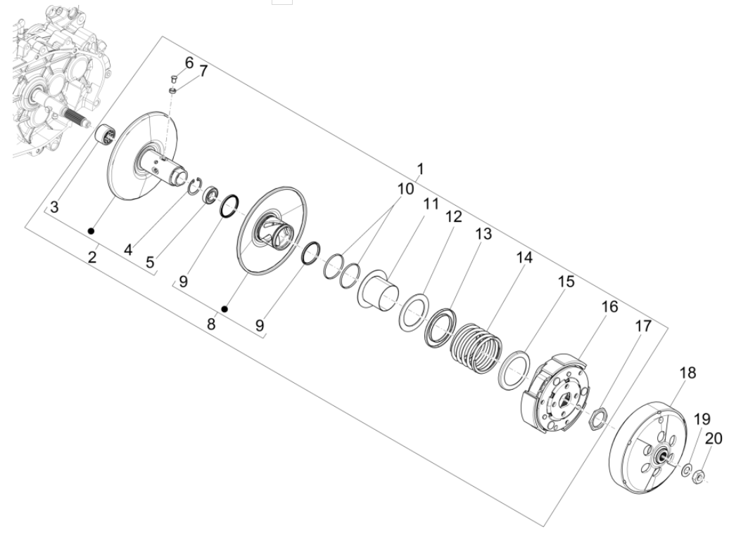 Poulie motorisée Vespa GTS 125 4T E5 ABS 2021 (EMEA)