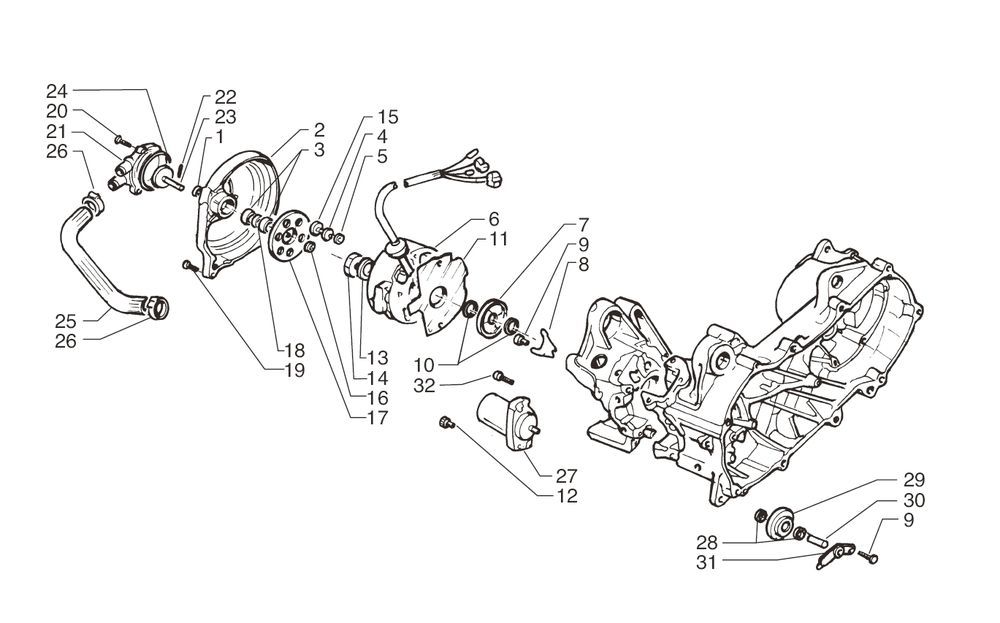 Pompe à eau à volant moteur Yamaha Aerox 2 temps