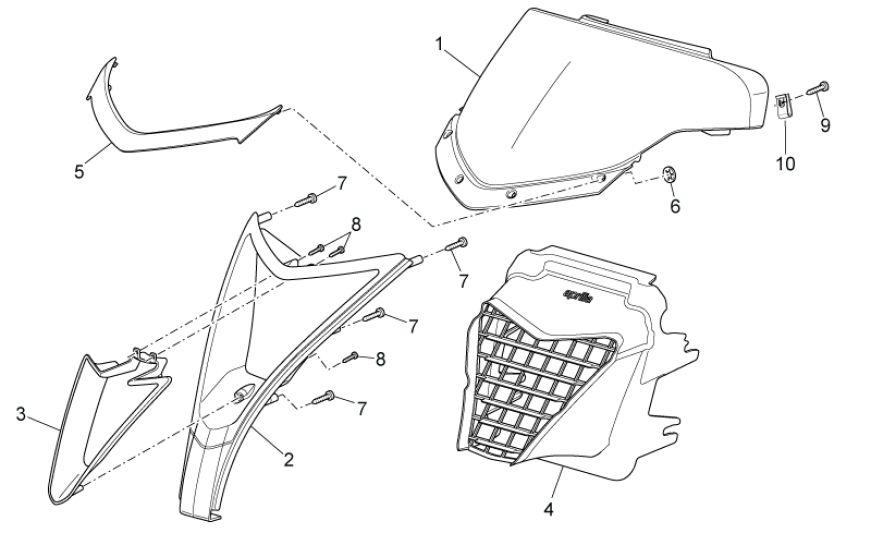Capots avant II Aprilia SR 50 H2O ie+carb 2004-2009 jaune