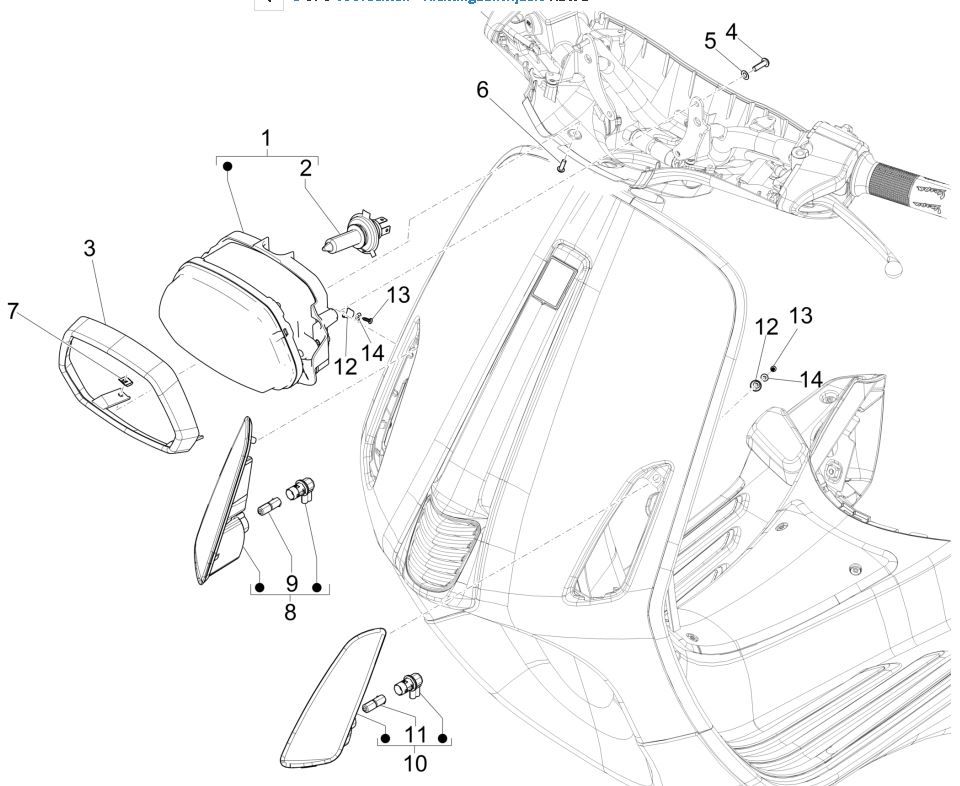Feux avant - Clignotants Vespa Sprint 125 4T 3V IE ABS