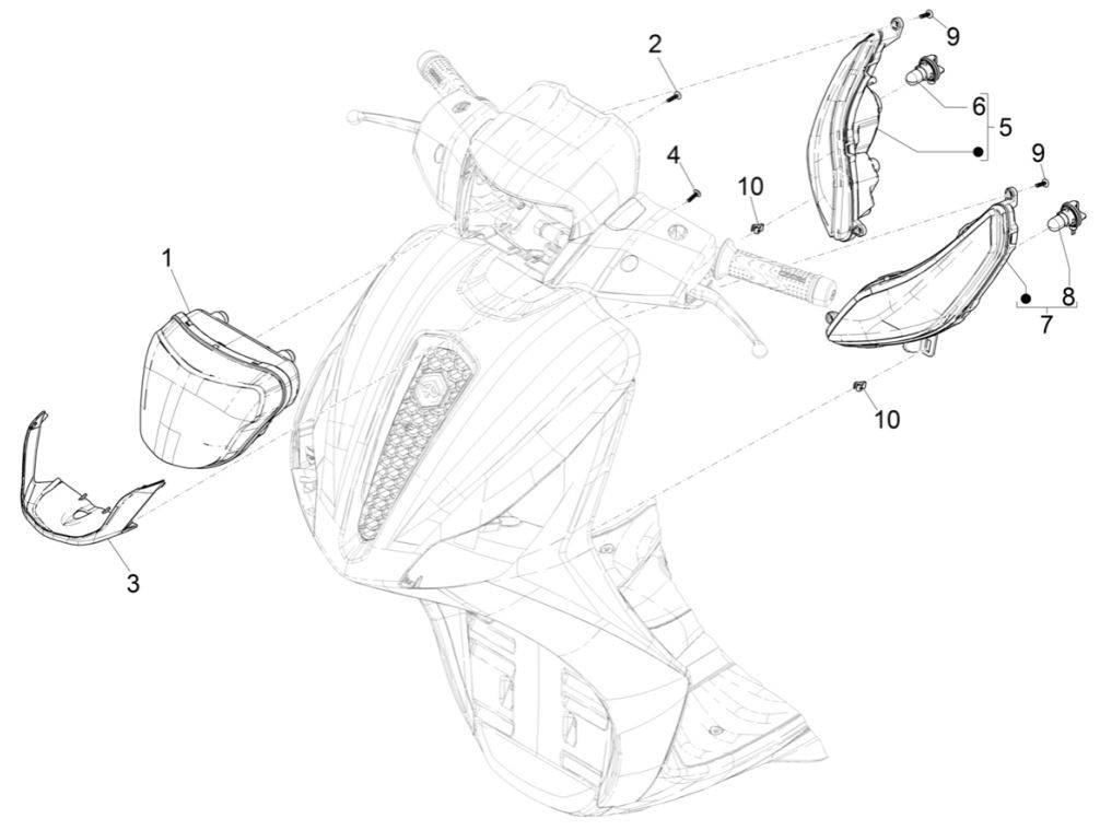Feux avant - Clignotants de direction Piaggio Medley 125 ABS E5 2021-2022 (EMEA)