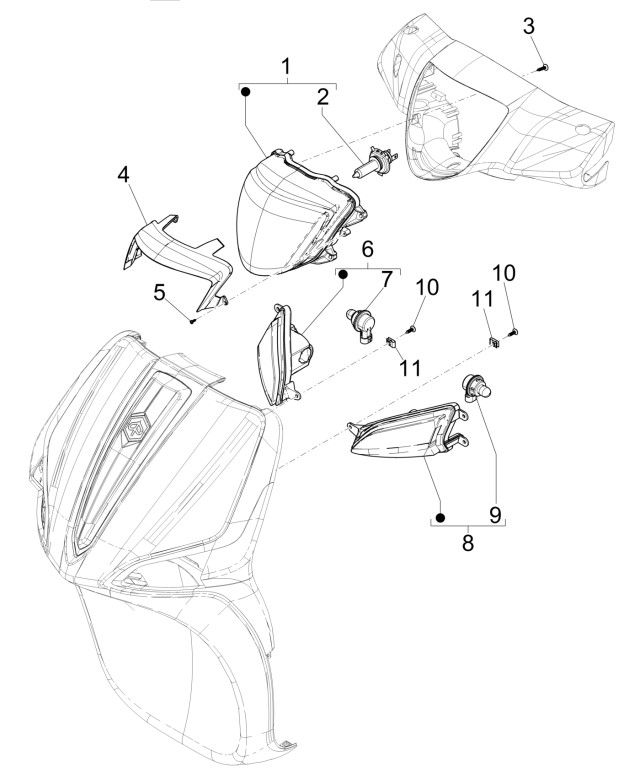 Feux avant - Clignotants Piaggio Liberty 125 4 temps 3V IE ABS (IGET Euro 5)