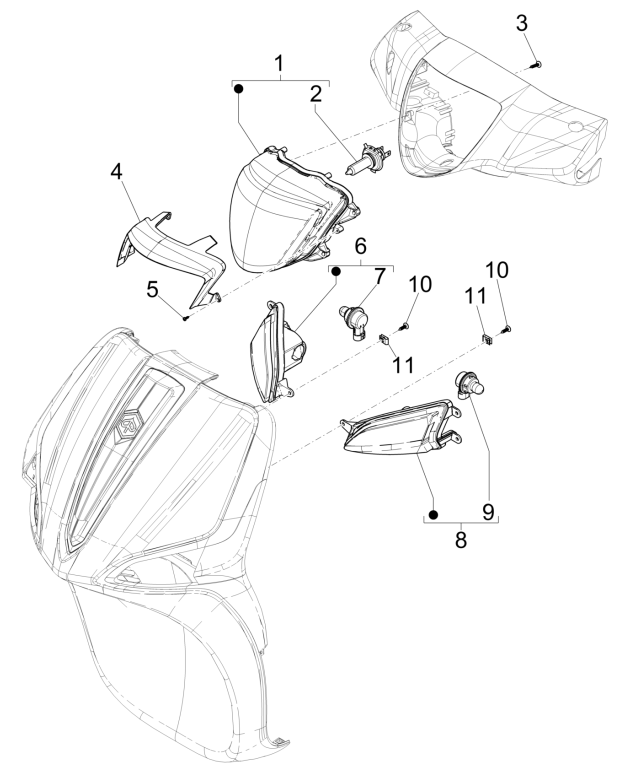 Feux avant - Clignotants 4 temps Piaggio Liberty 50