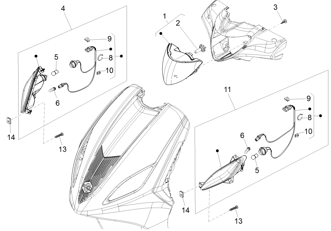 Feux avant - Clignotants Piaggio 125 4 temps 3V IE E3