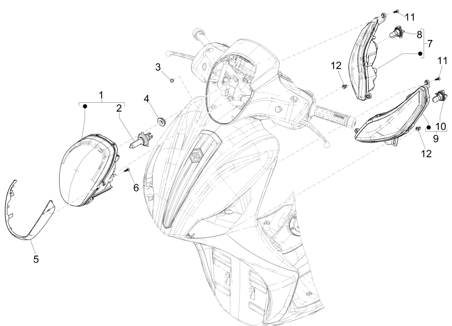 Feux avant - Clignotants de direction Piaggio Medley 150 4T IE ABS E4 2016-2020 (EMEA)
