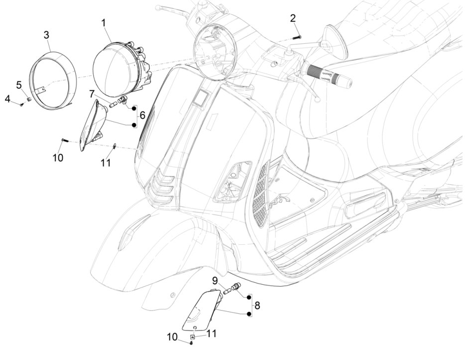 Feux avant - Clignotants Vespa GTS 125 4T E5 ABS 2021 (EMEA)