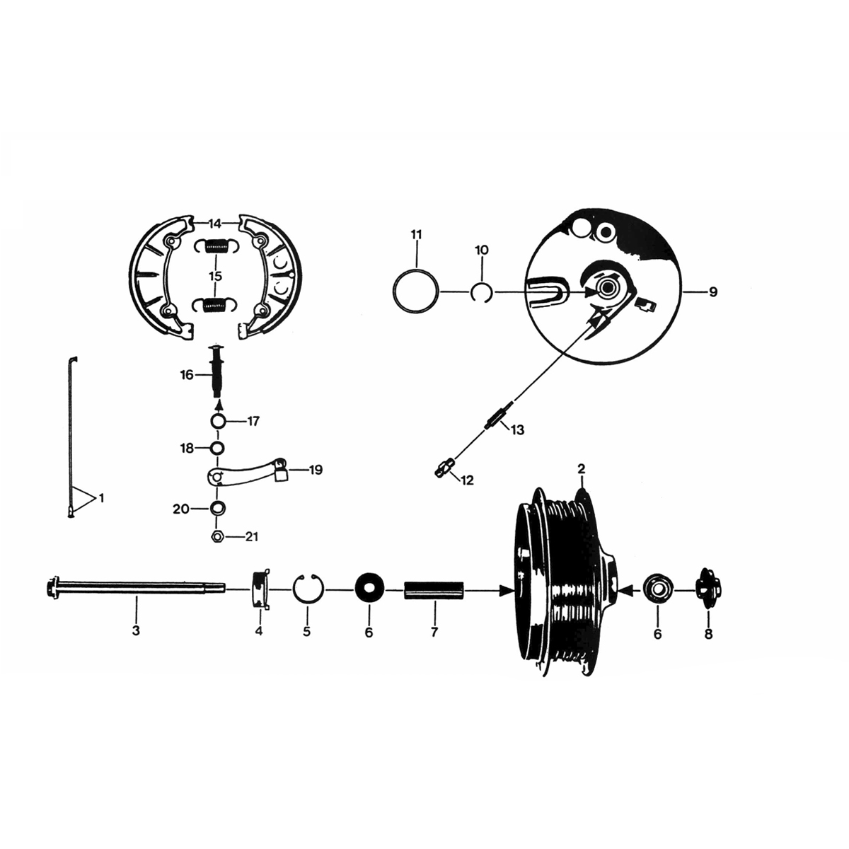 Moyeu de roue avant - Mâchoires de frein refroidies par air Zundapp KS 50 350-510