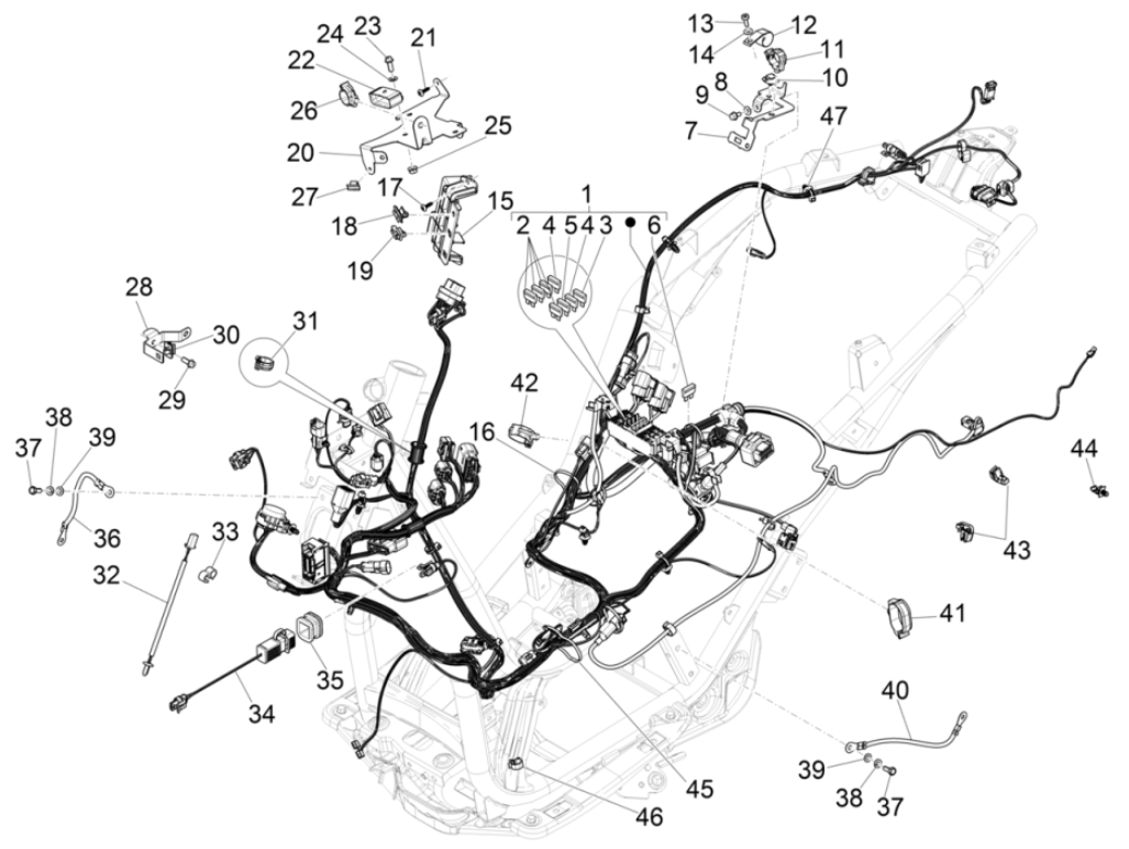 Groupe de câbles principal Piaggio Beverly 300 4T 4V HPE ABS E5 2021-2022 (EMEA)