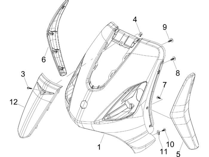 Tablier avantPiaggio Fly 2 temps noir 94