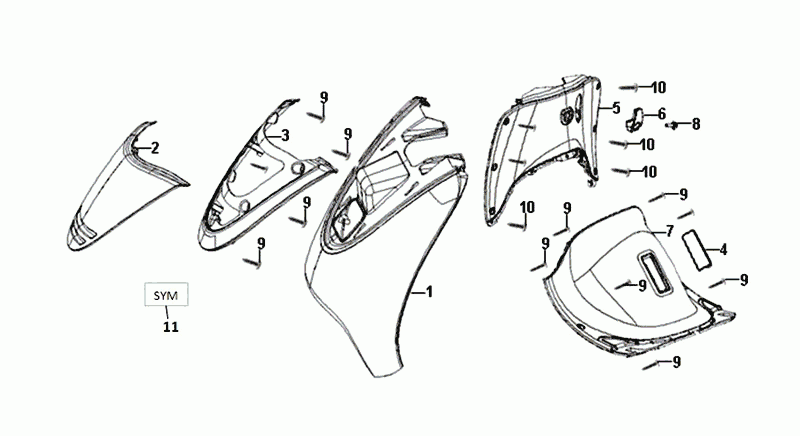 Plaque intérieure Clignotants Sym Allo Euro4 (WH-8018P) Blanc