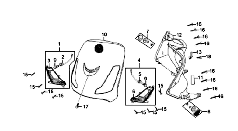 Plaque avant Plaque intérieure Clignotants Sym Fiddle White WH8018P