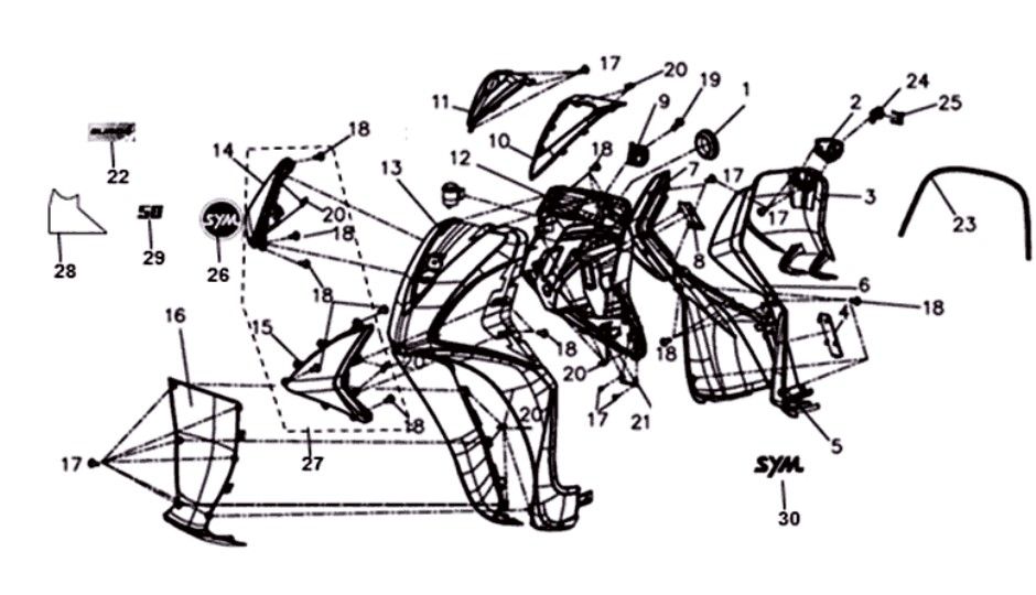 Plaque intérieure Clignotants Sym Symphony ST euro4 (WH-006) blanc