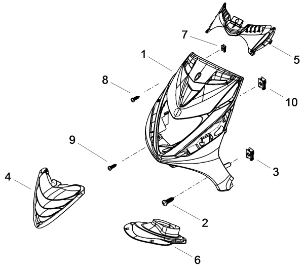 Plaque avant Piaggio Zip 50 SP 2006-2013 moonwhite 544