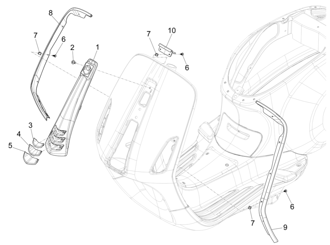 Châssis anti-os - Nez de klaxon Vespa Sprint 4 temps et 3 soupapes (injection Euro5 IGET)