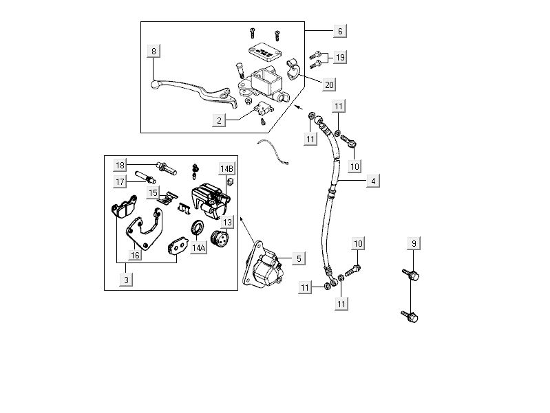 Frein avant Kymco Delivery 4 temps blanc