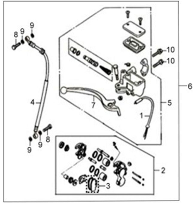Étrier de frein avant/levier de frein/conduite de frein Sym X'PRO 125