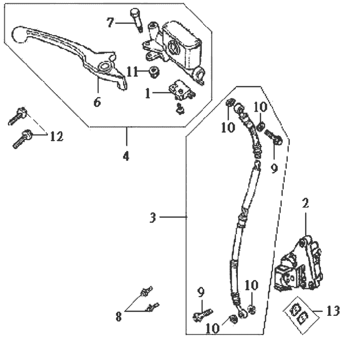 Levier de frein avant étrier Sym DD50 bleu
