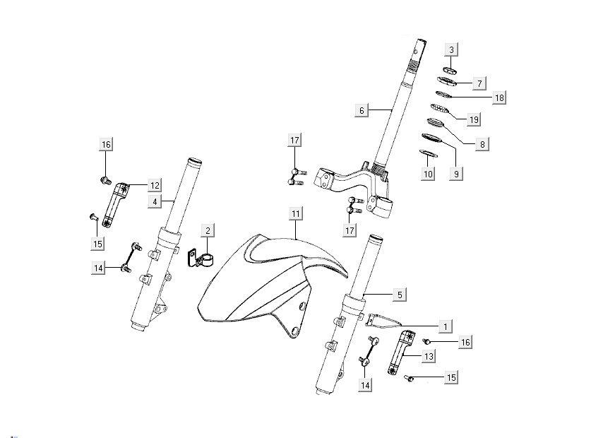 Garde boue avant - Fourche avant Kymco New Dink 4 temps noir métallisé