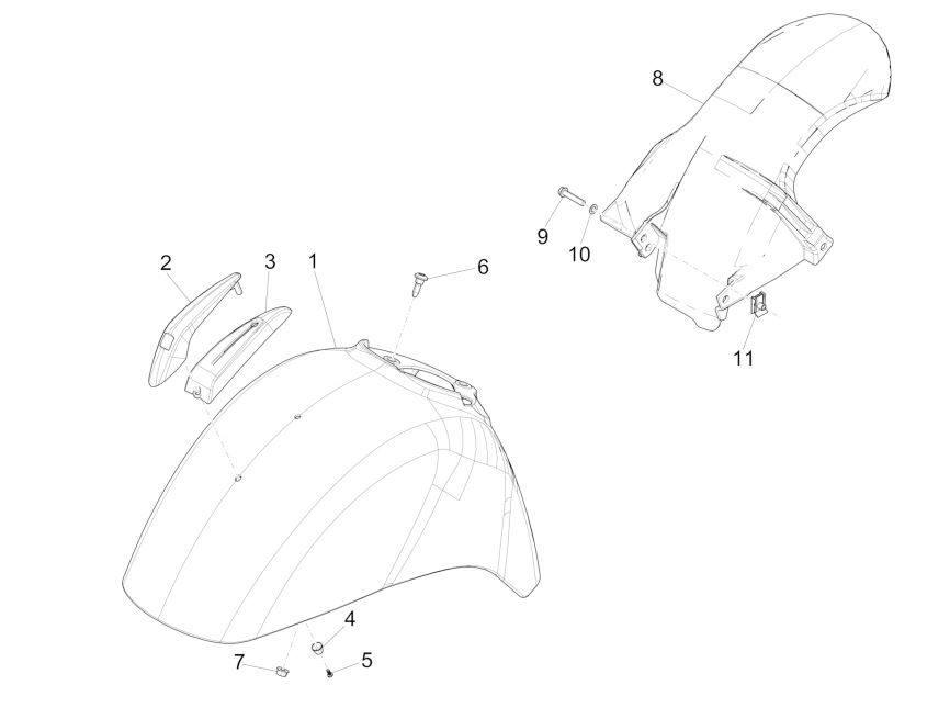 Garde boue avant GTS 125 IE azure 433