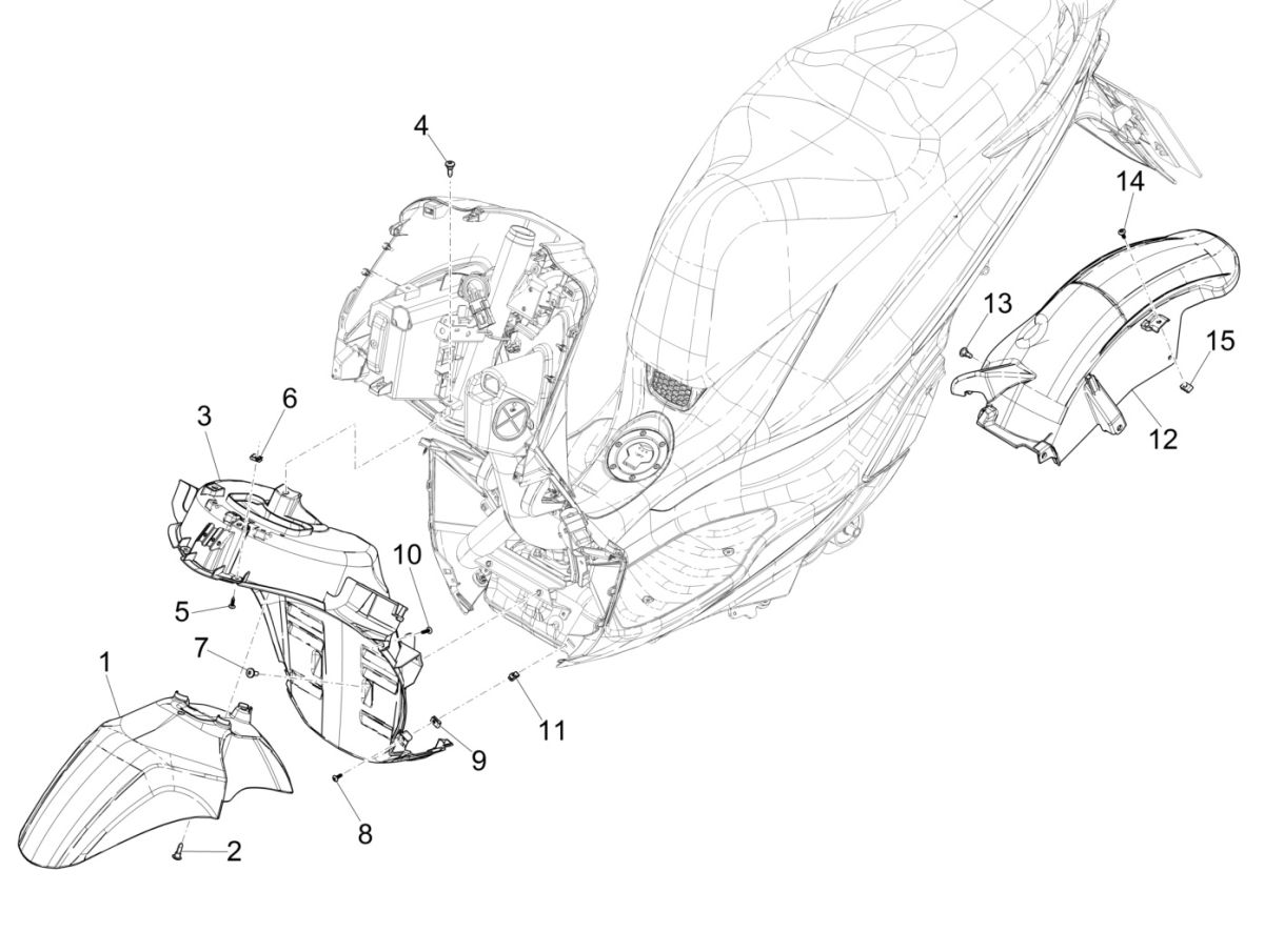 Garde-boue avant Piaggio Medley 125 4T IE ABS E4 2016-2019 (EMEA)