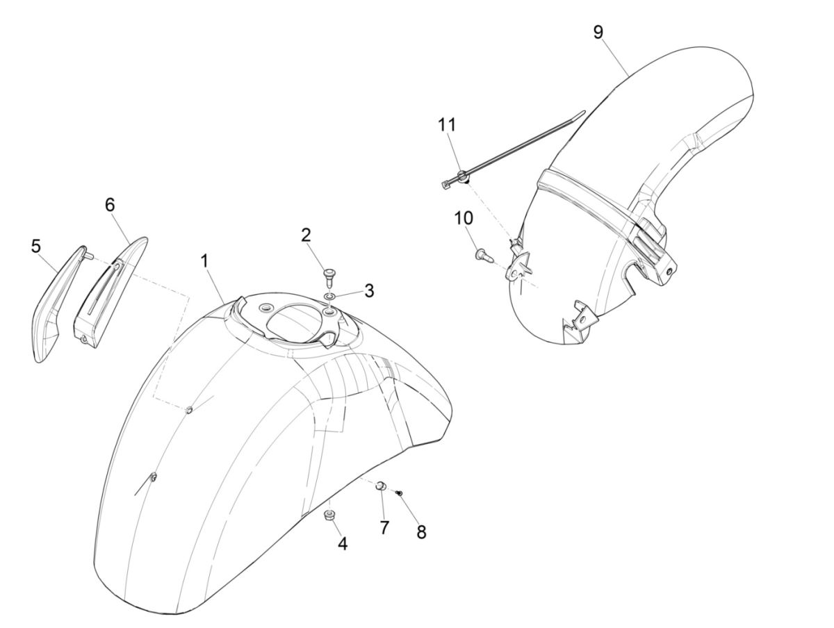 Garde-boue avant Vespa GTS 125 4 temps IE ABS Euro4 2016-2018