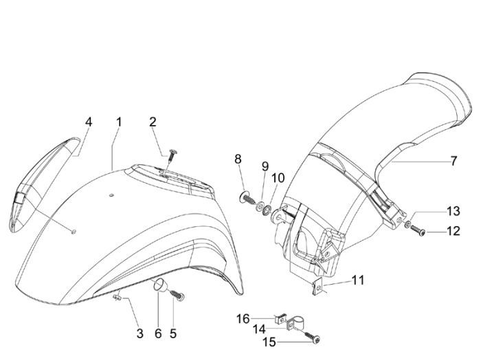 Garde-boue avant Vespa S 45km 4 temps 4 soupapes