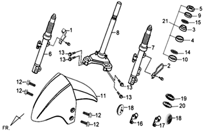 Jeu de direction fourche avant Garde Boue avant Sym Jet 4 (BU289) bleu