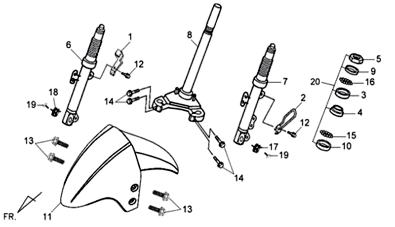 Garde boue avant Headset fourche avant Sym Symphony SR (S880S) argent