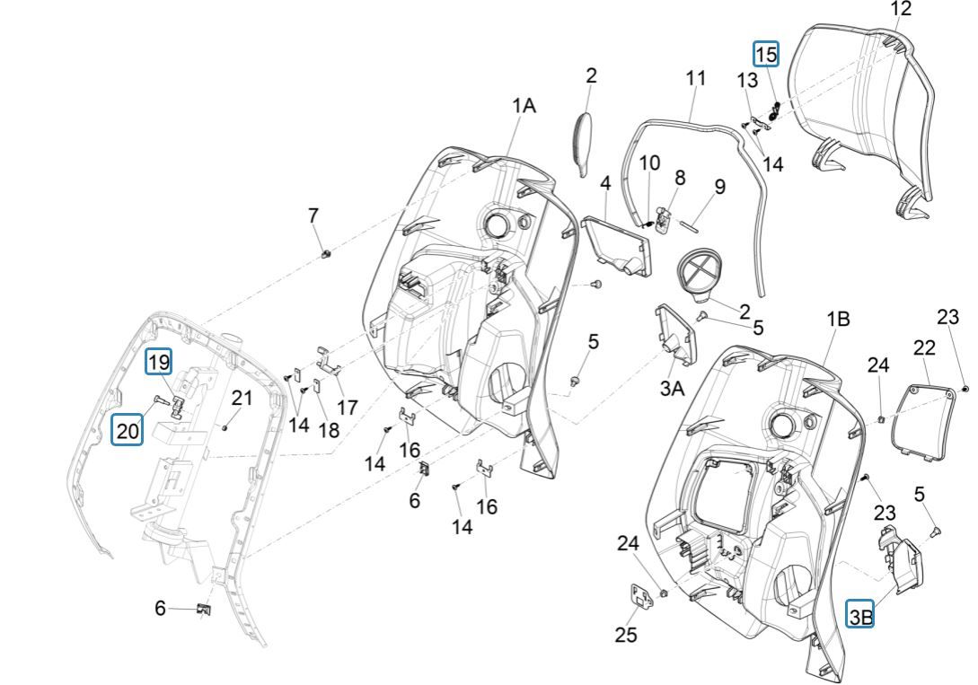 Boîtier avant- Plaque anti-protection Vespa Primavera 125 4T 3V IE ABS