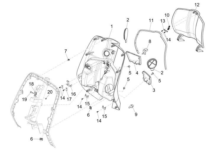 Tablier Vespa Sprint gris 707/c