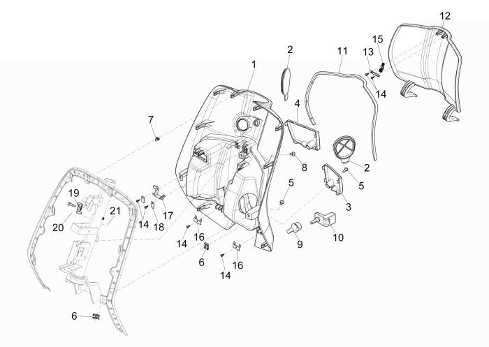 Tablier Vespa Primavera 4 temps 2 soupapes bleu 260/A