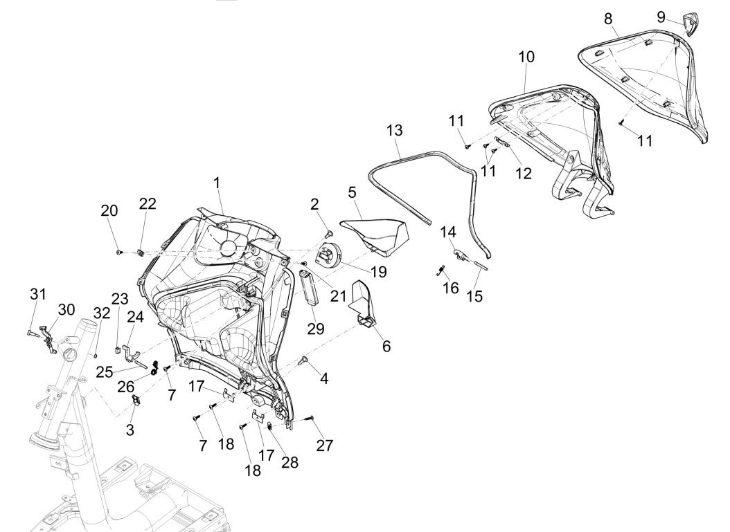 Boîtier avant - Plaque de contre-protection Piaggio Liberty 125 4 temps 3V IE ABS (IGET Euro 5)