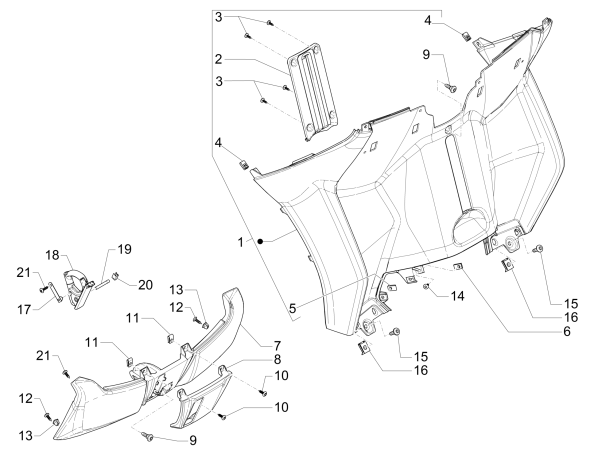 Coque avant - Plaque anti-protection Piaggio MP3 500 LT Sport 2014-2016