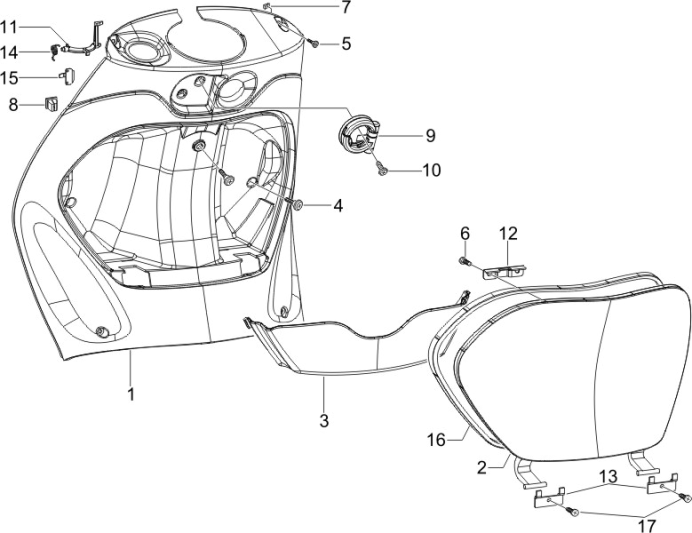 Coque avant - plaque anti-protection Piaggio Zip 50 SP 2006-2013