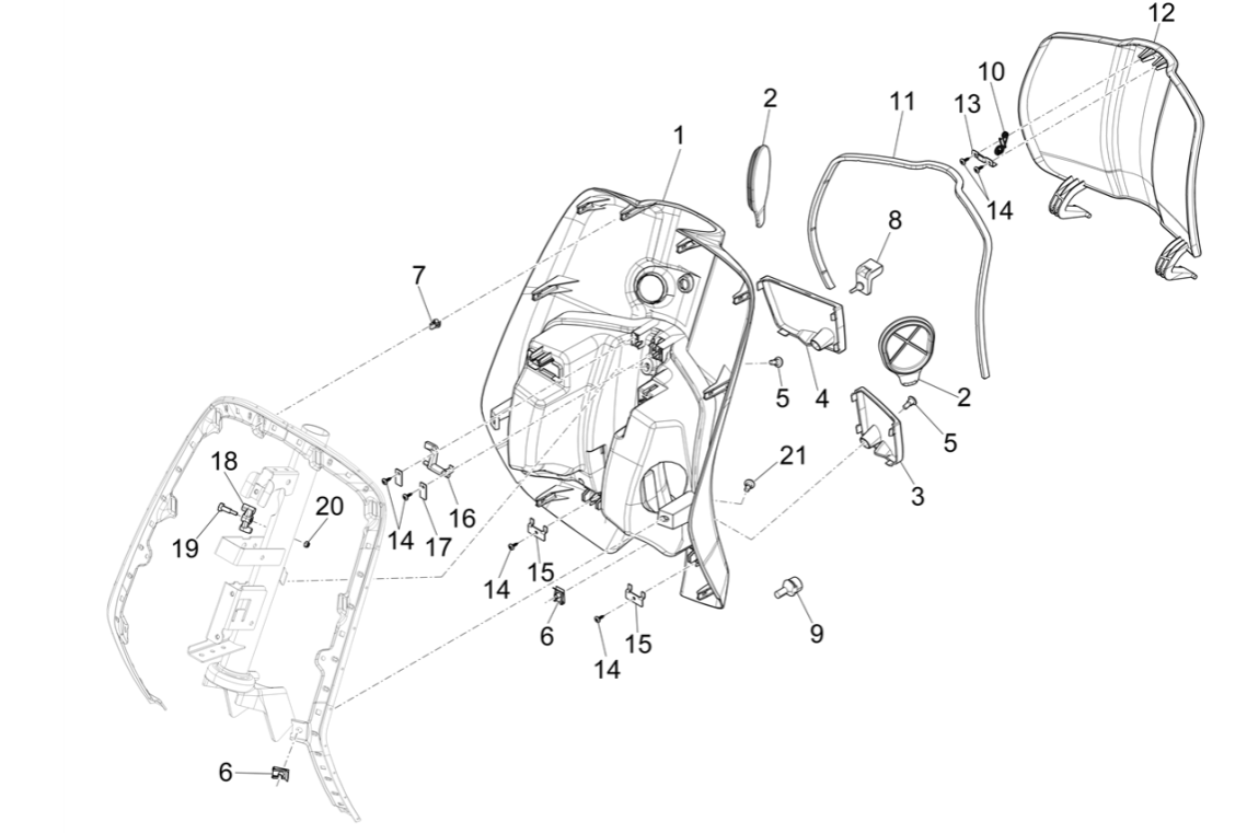 Protège-jambes Vespa Sprint 4 temps et 3 soupapes (injection Euro5 IGET)