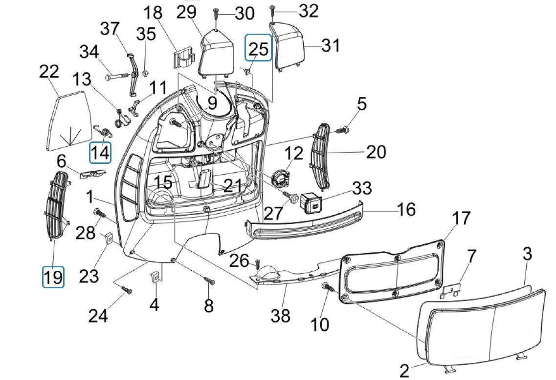 Coque avant - Plaque anti-protection Vespa GTV 250 4T 4V IE
