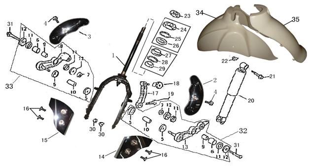 Garde-boue avant China LX noir
