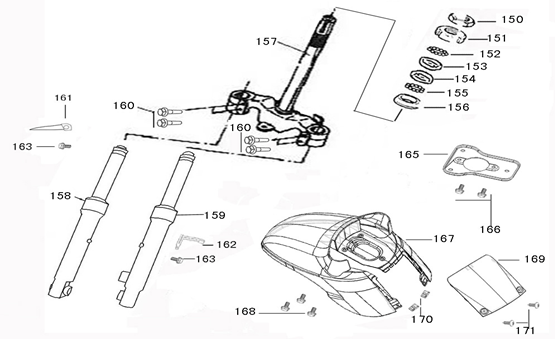 Garde-boue avant China Star50 vert crème