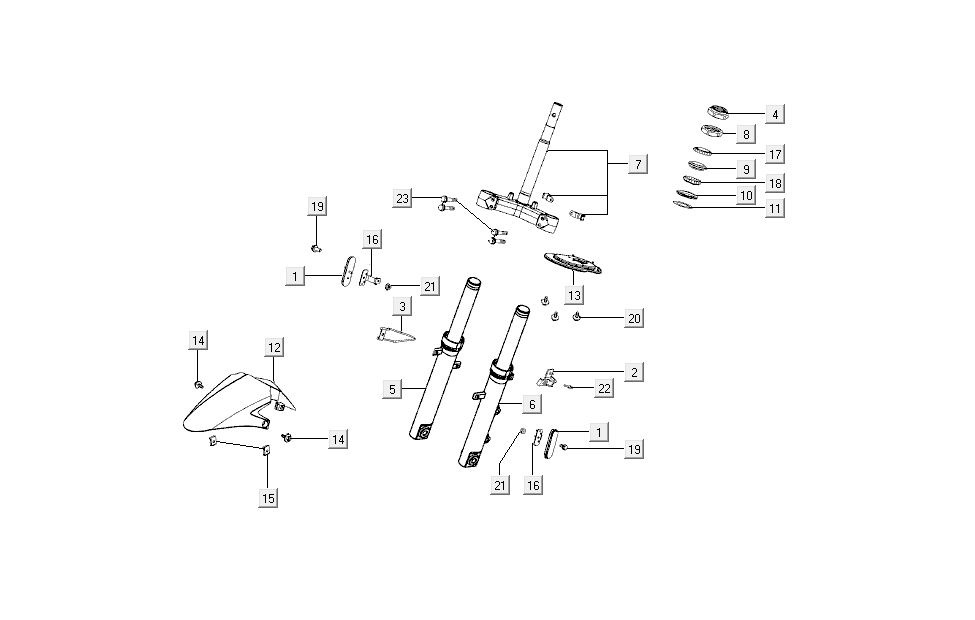 garde boue fourche avant Kymco Super8 4 temps à partir de 2009 noir