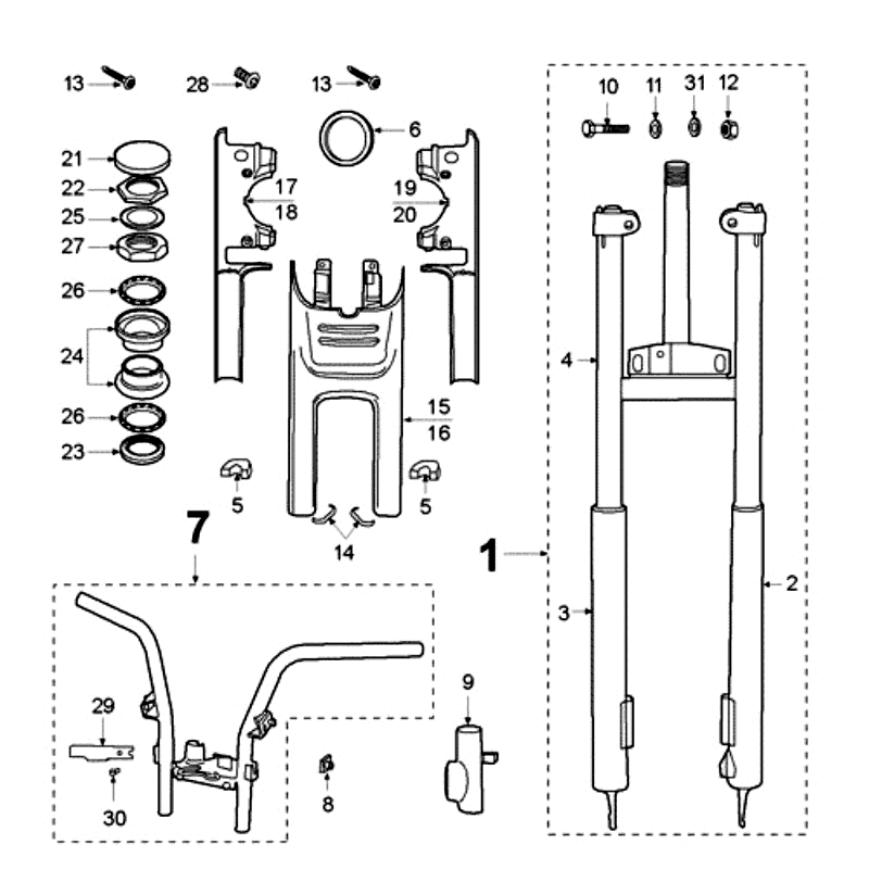 Fourche avant - Headset Peugeot Fox Deluxe Black