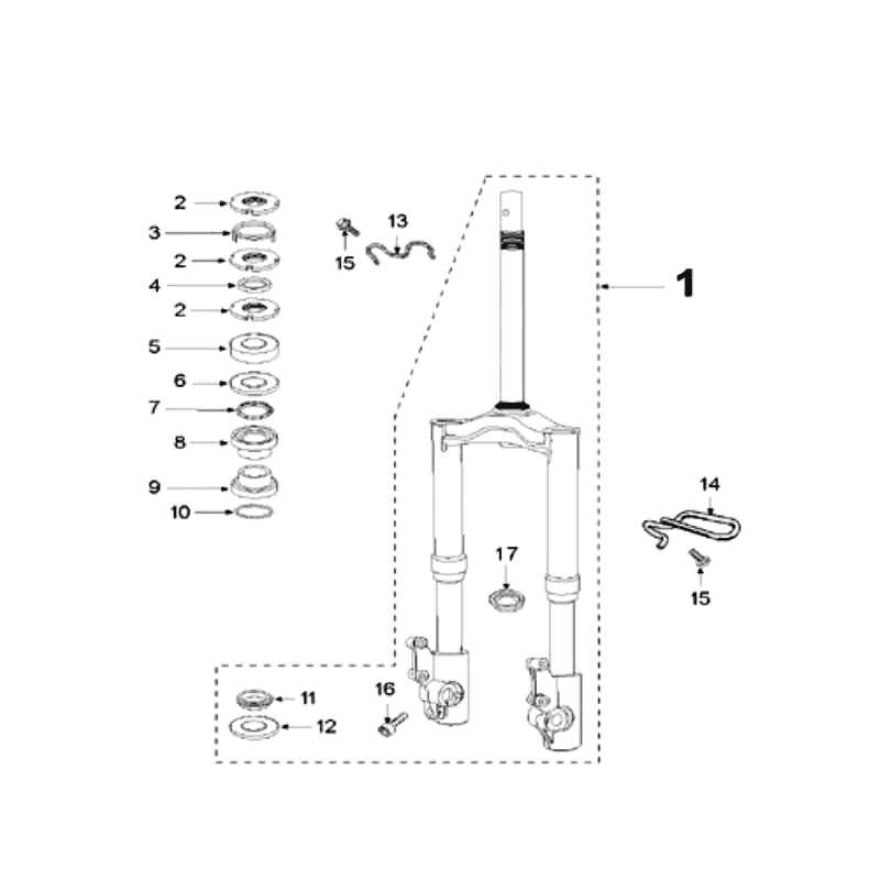 Fourche avant - Jeu de direction Peugeot Speedfight 3 AC Rouge