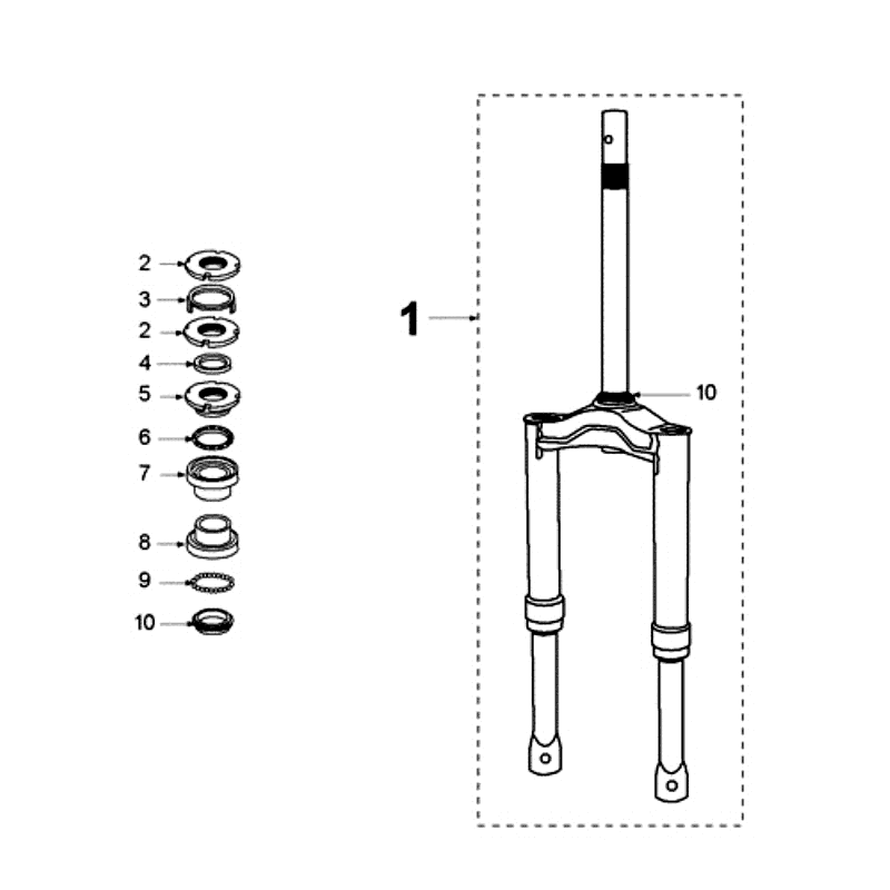 Fourche avant - Jeu de direction Peugeot Ludix 10 Noir