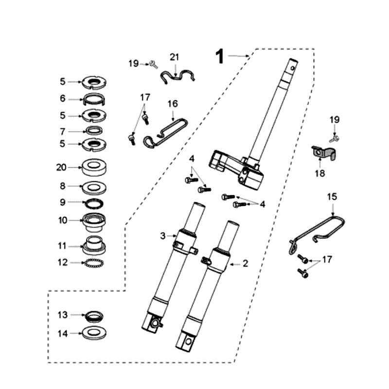 Fourche avant - Jeu de direction Peugeot New Vivacity 4 temps Bleu
