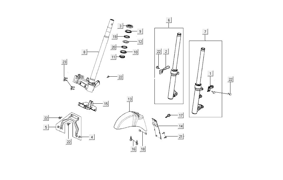 Fourche avant - Garde-boue Kymco New Sento 4 temps 50i Blanc