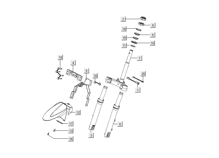 Fourche avant - garde-boue Kymco People S 4 temps bleu océan profond