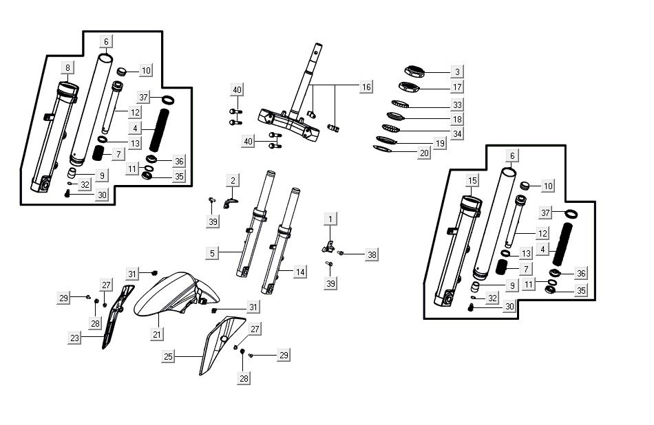 fourche avant AGILITY 16+ 4T 200i Matte Metallic Light Blue