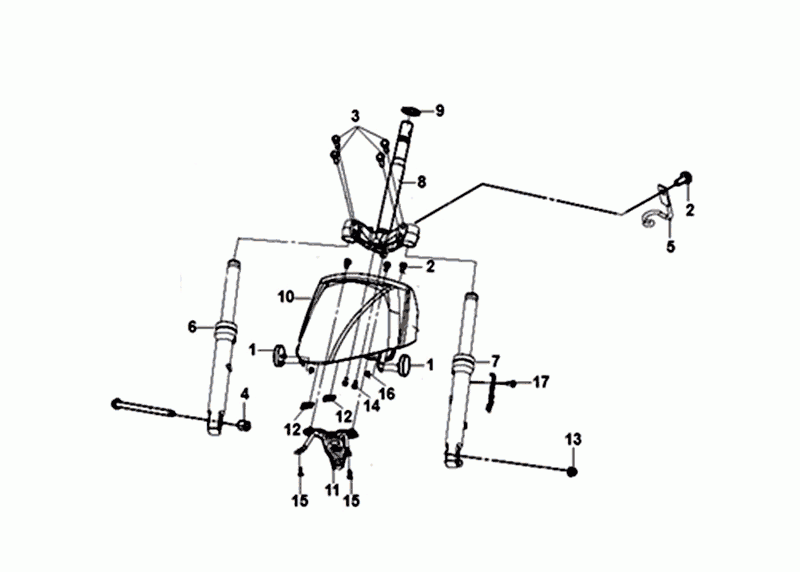 Kit avant noir et blanc Sym Mio 50I (WH-8018P/BK-001C)
