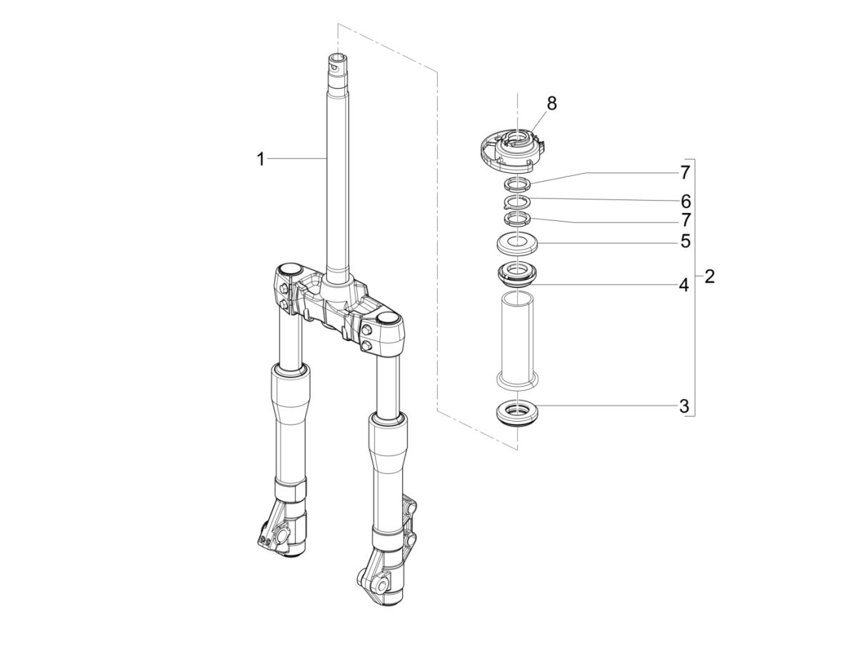 Fourche avant Piaggio Beverly 300 IE ABS E4 2016 - 2020 (EMEA)