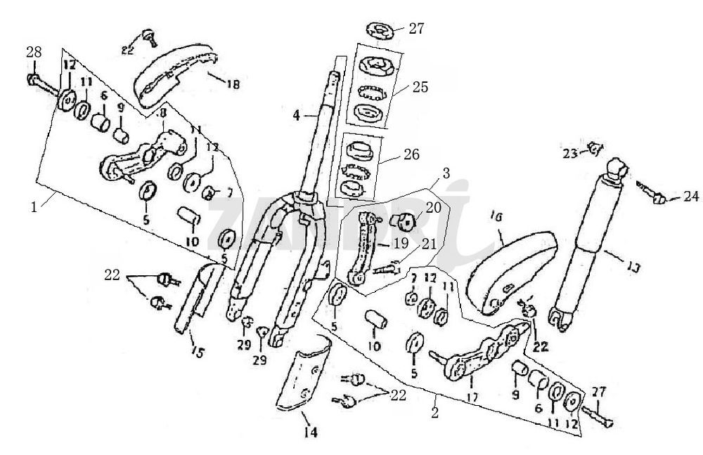 Fourche avant BTC Grande Retro GT1 bleu crème